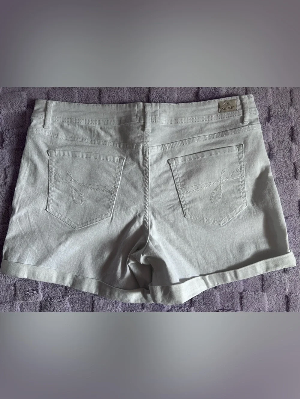 Jordache White Denim Shorts with Cuffed Hems Size 14